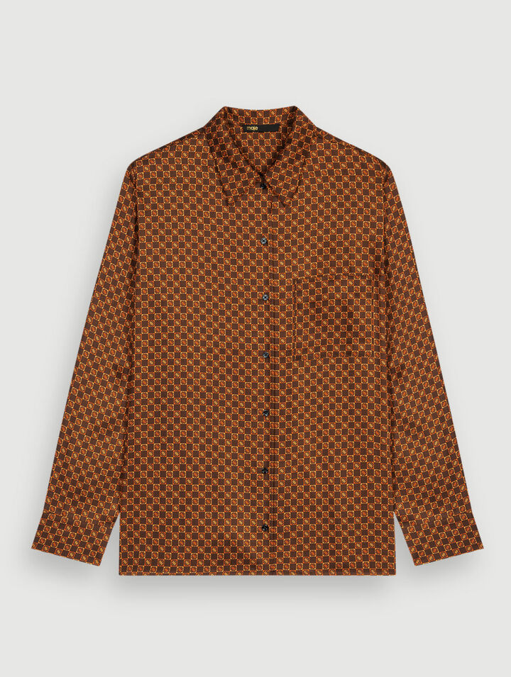 Mini Clover printed satin shirt