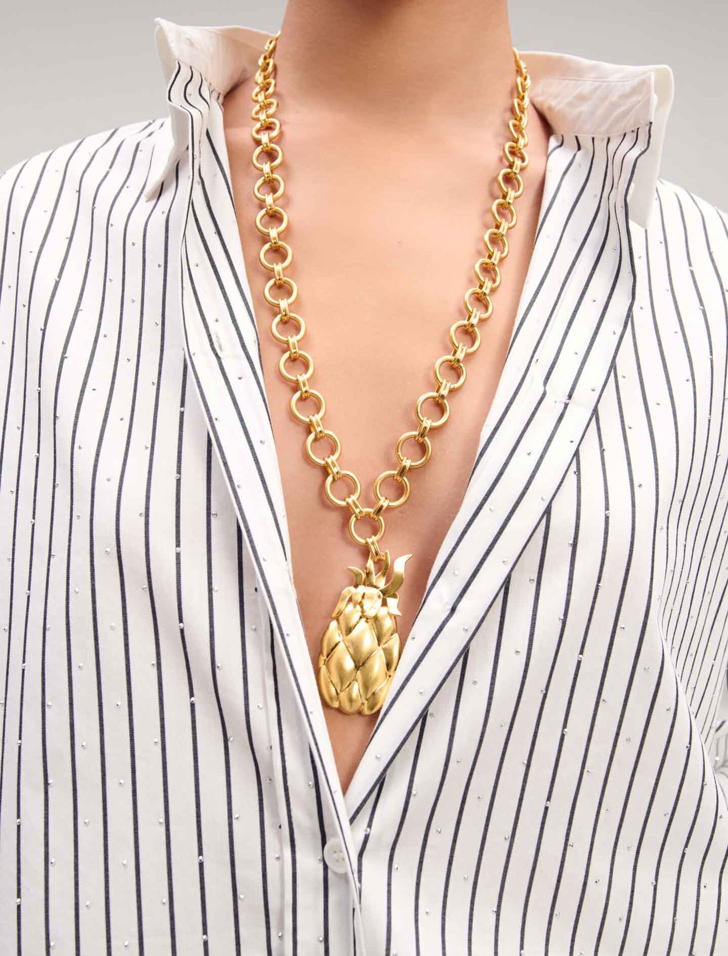 Rhinestone striped shirt Bicolor for Women | Maje
