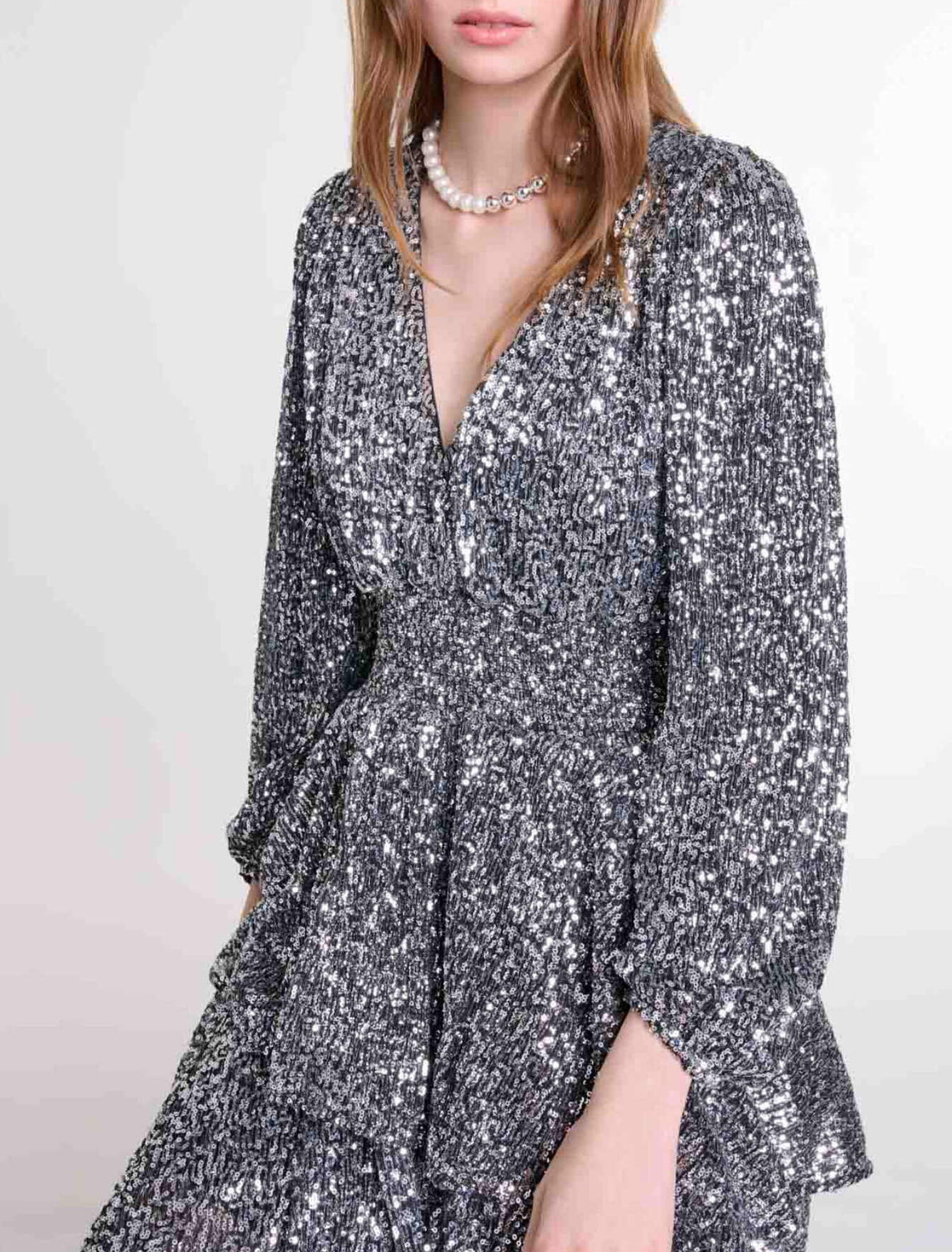 Short ruffled sequinned dress