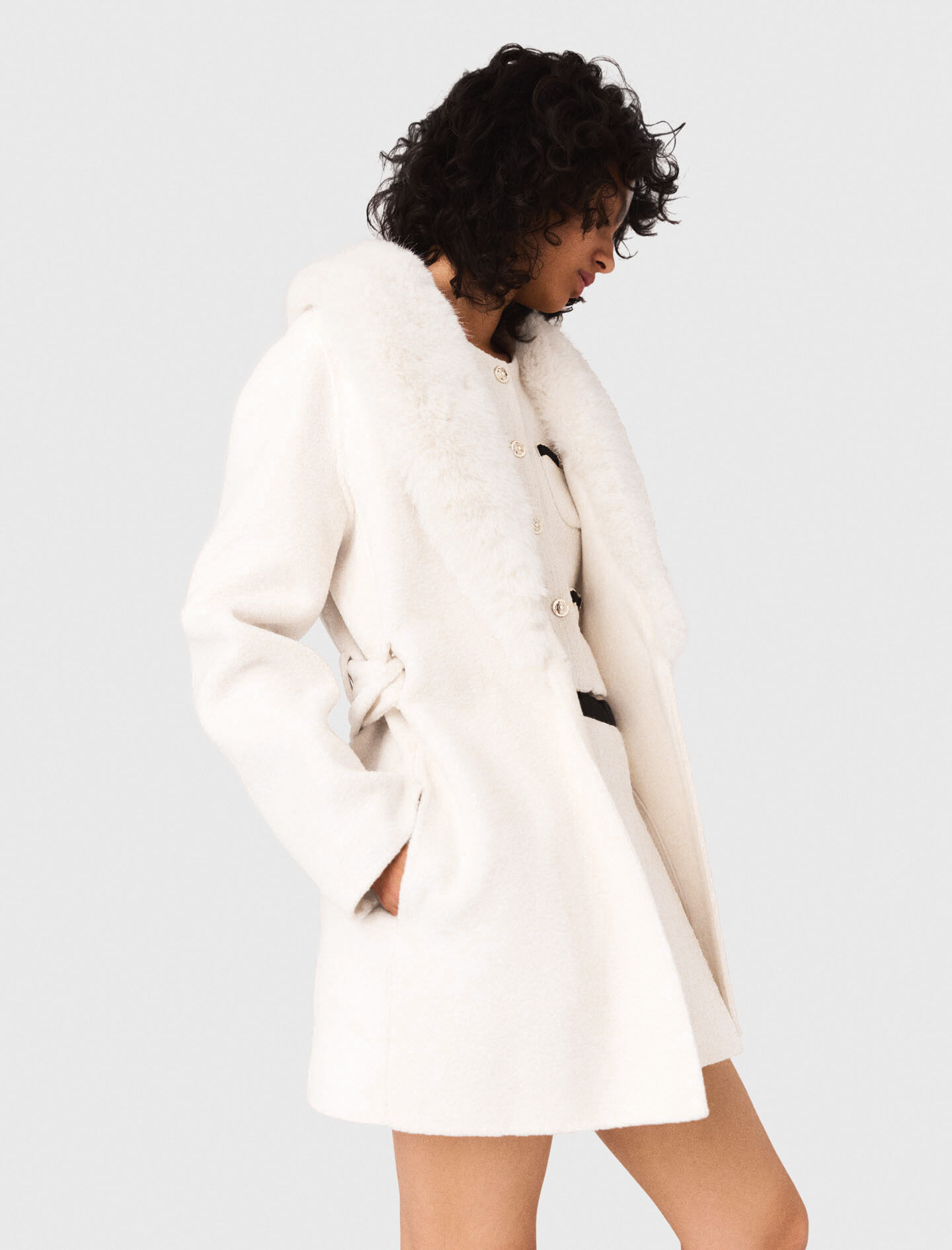 Belted short coat White for Women | Maje