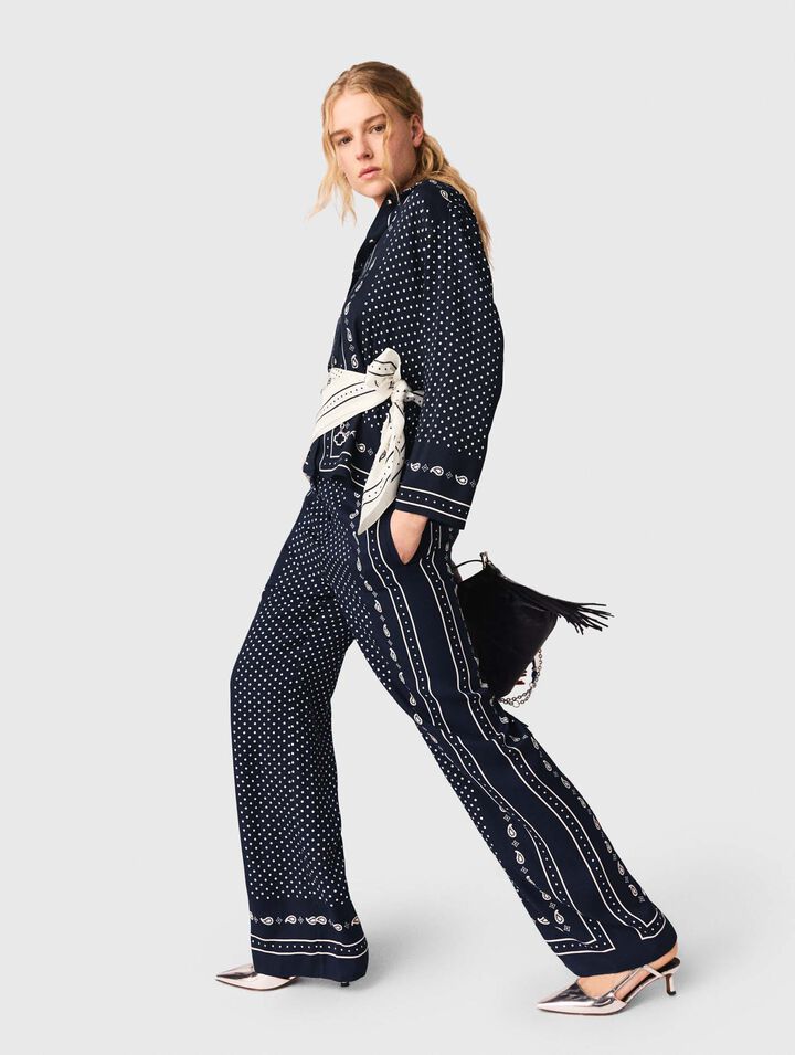 Printed fluid trousers