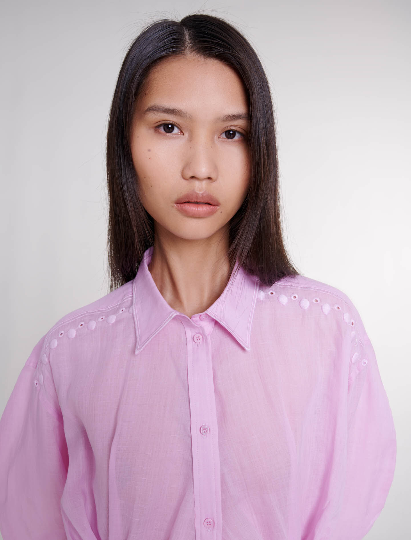 Ramie cropped shirt