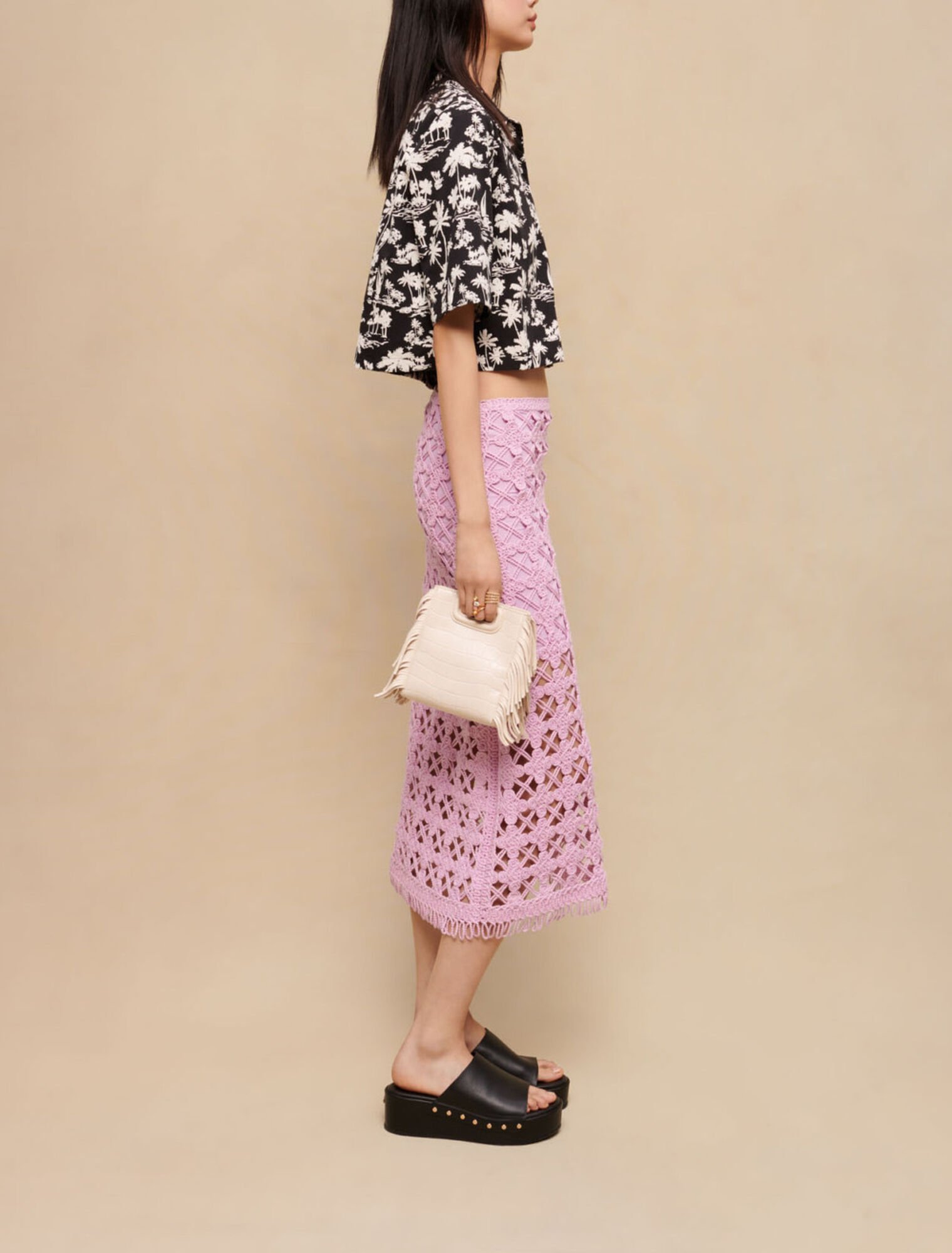 Palm print short shirt