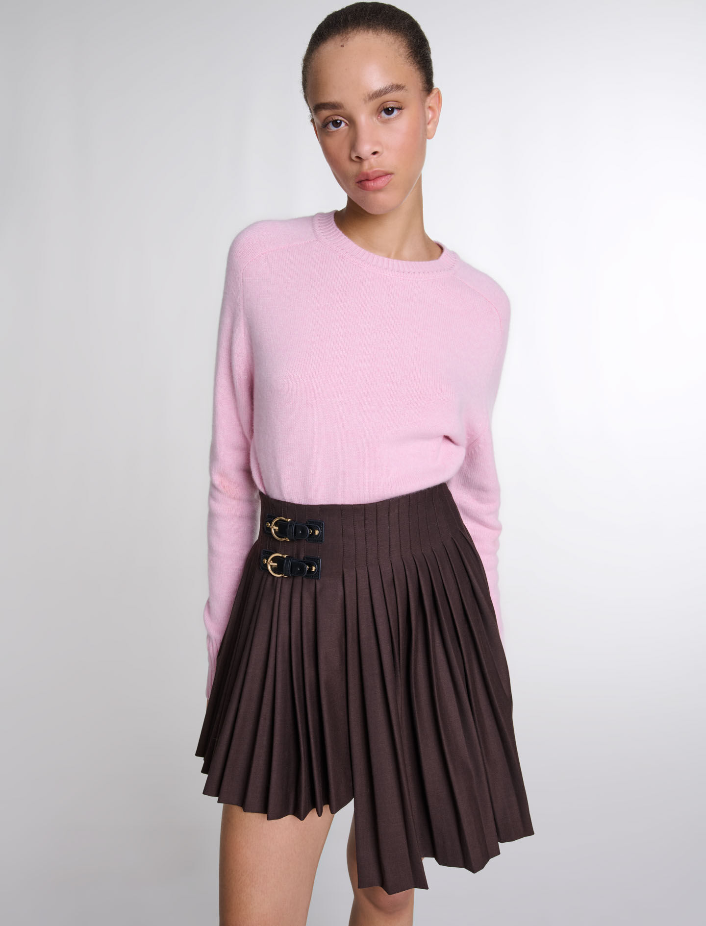 Asymmetrical pleated short skirt - Mini skirts | Maje