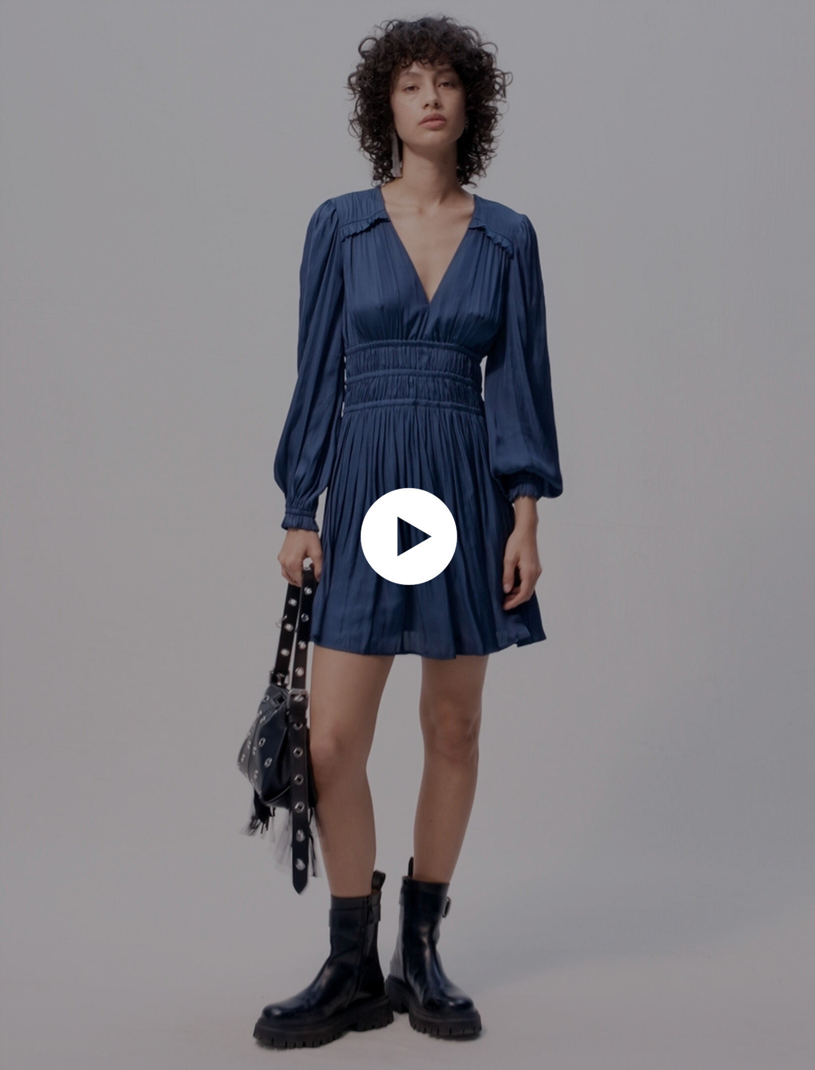 Blue dress black boots clearance
