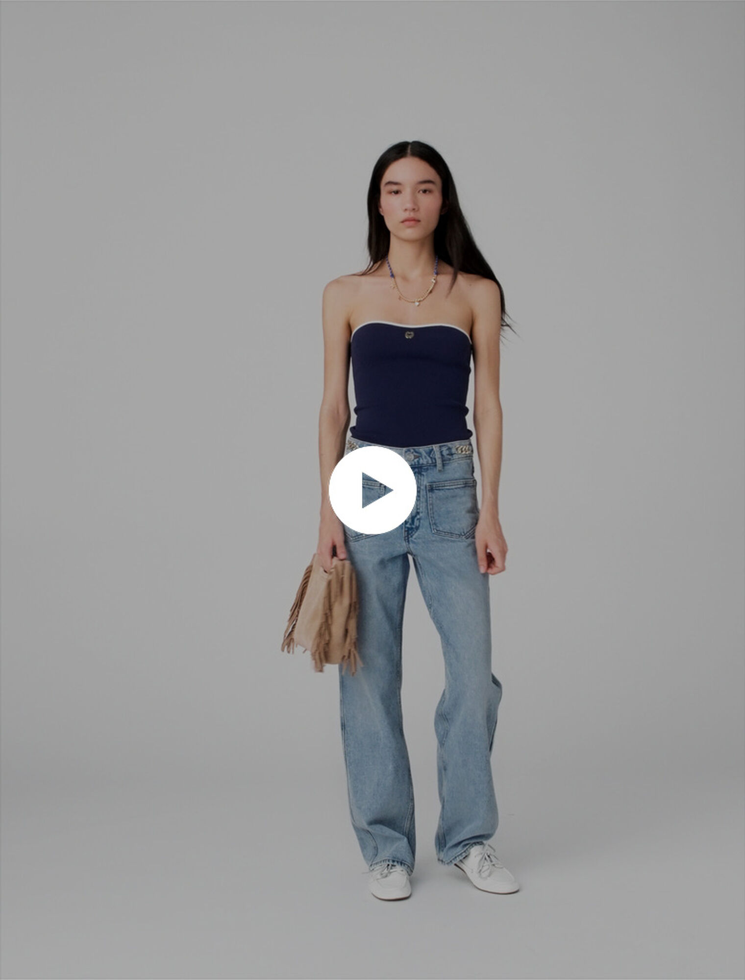 Contrast-knit bustier top