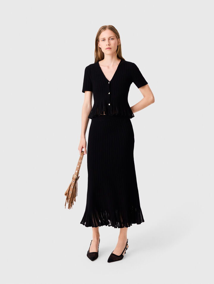 Knit skirt with peplum hem