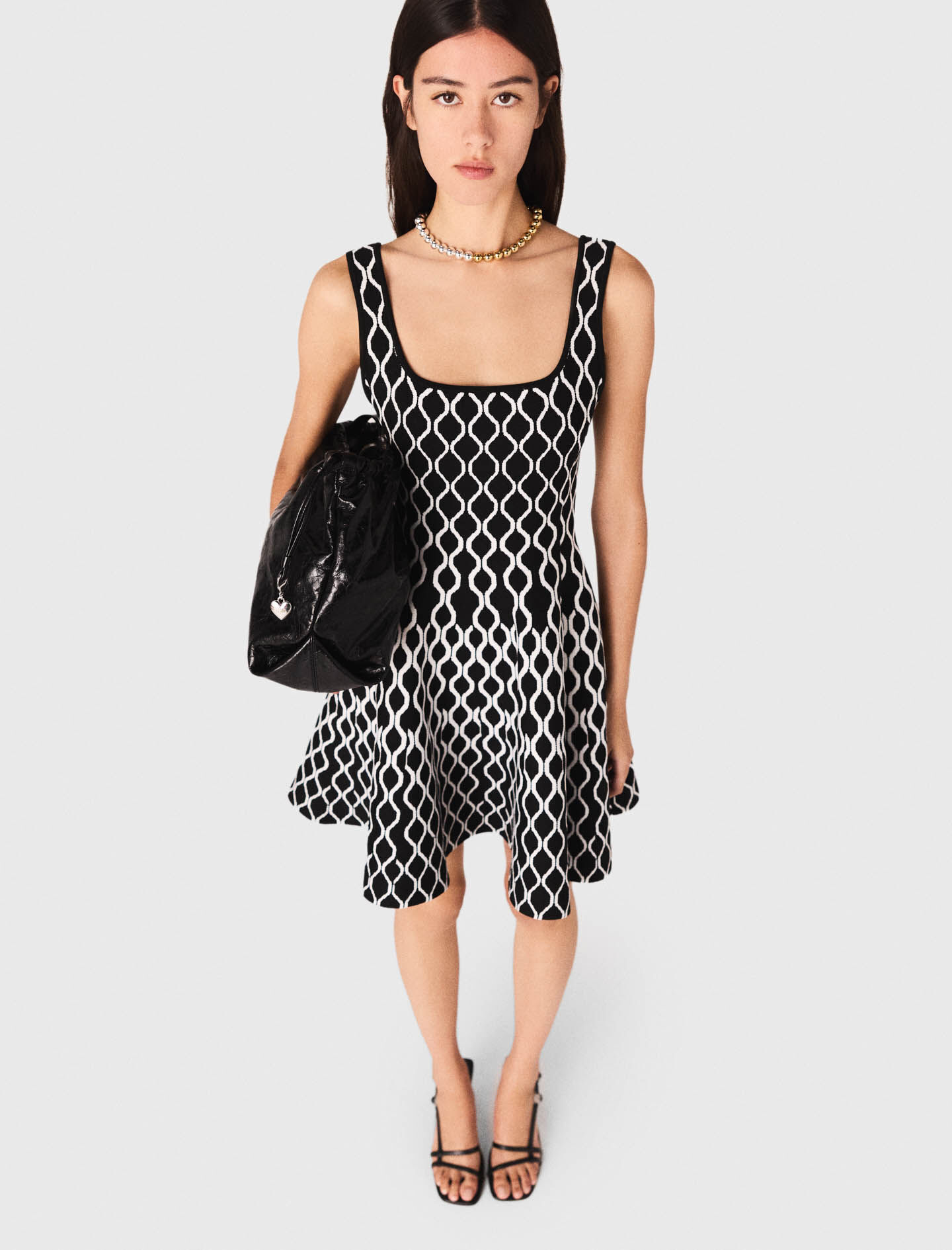 Jacquard knit short dress Bicolor for Women | Maje