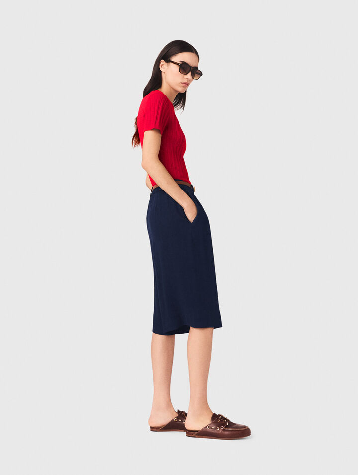 Linen-blend Bermuda shorts