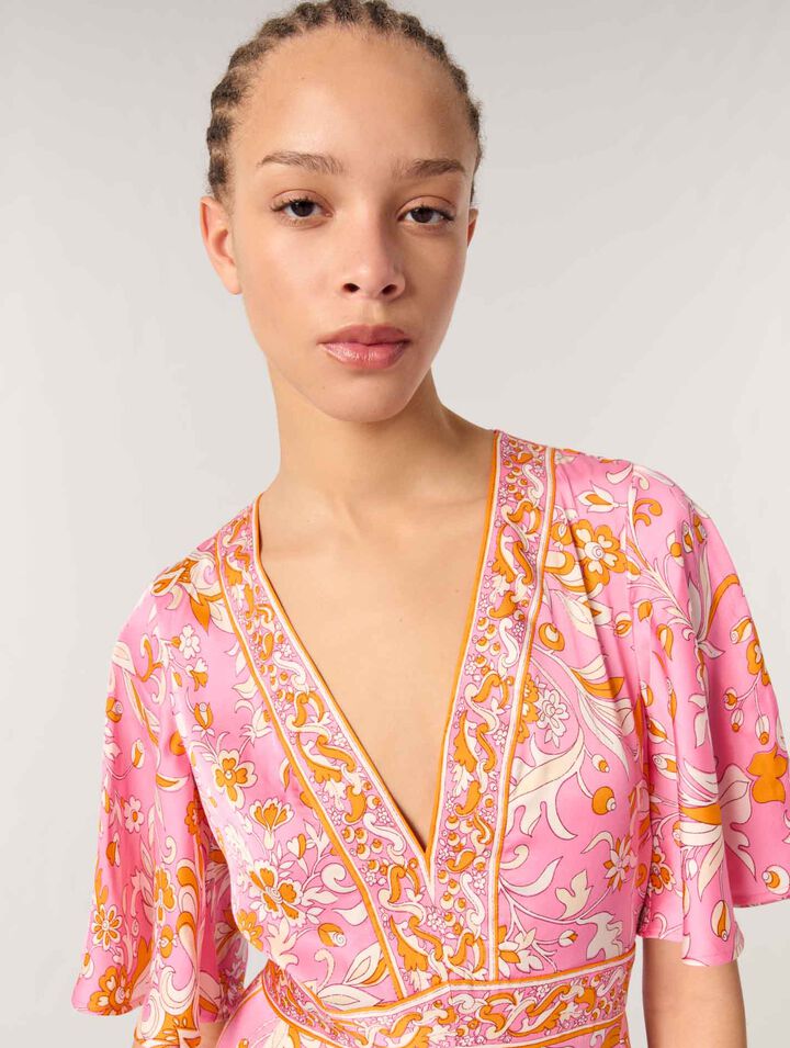 Patterned flowing maxi dress