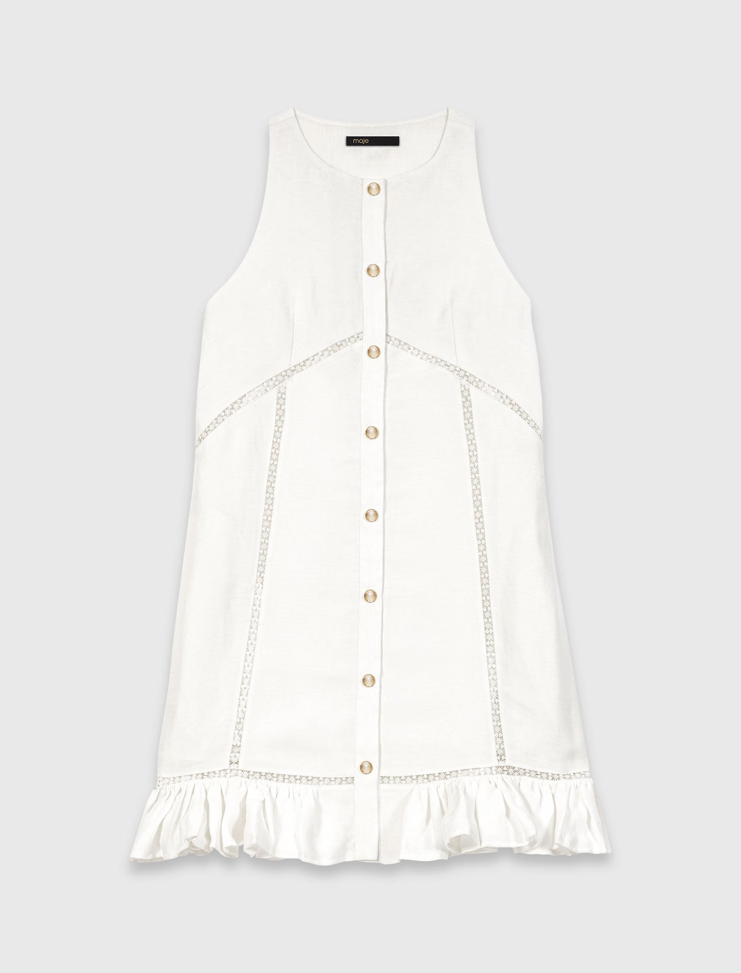Embroidered linen-blend dress 6