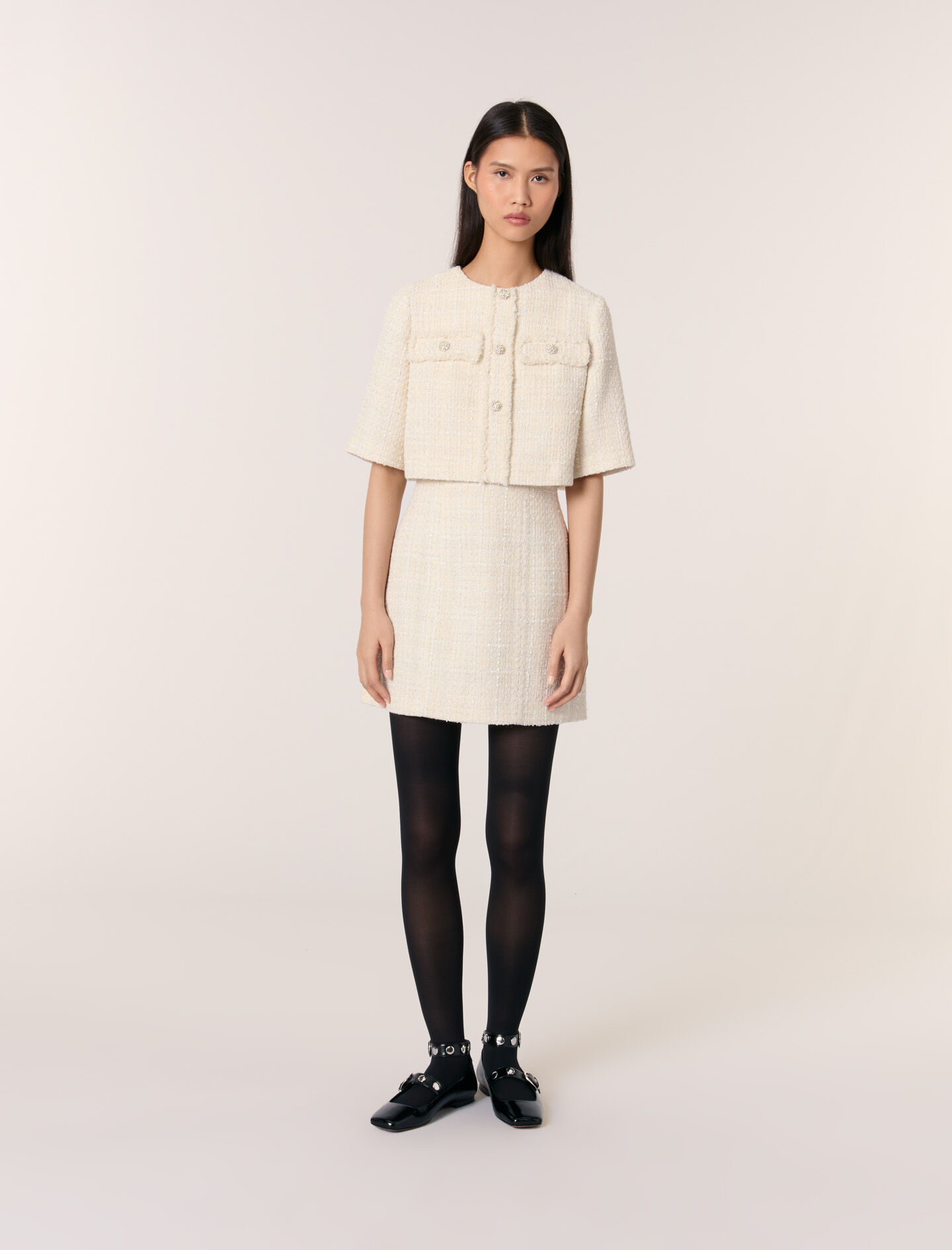 Tweed 2 in 1 short dress Short dresses Maje