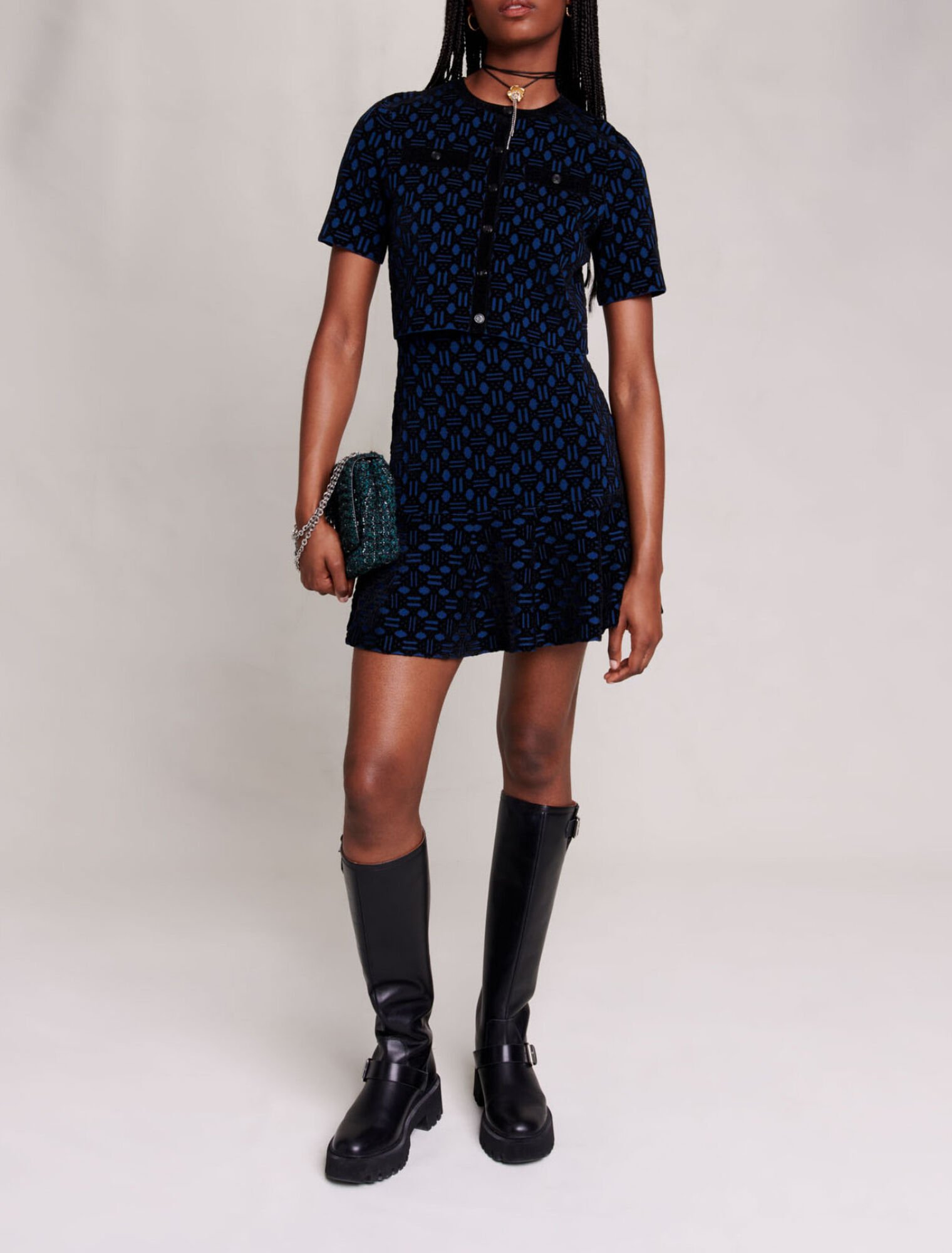 2-in-1 knit effect dress