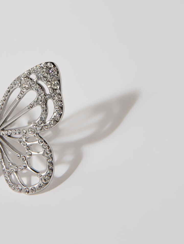 Rhinestone butterfly ring