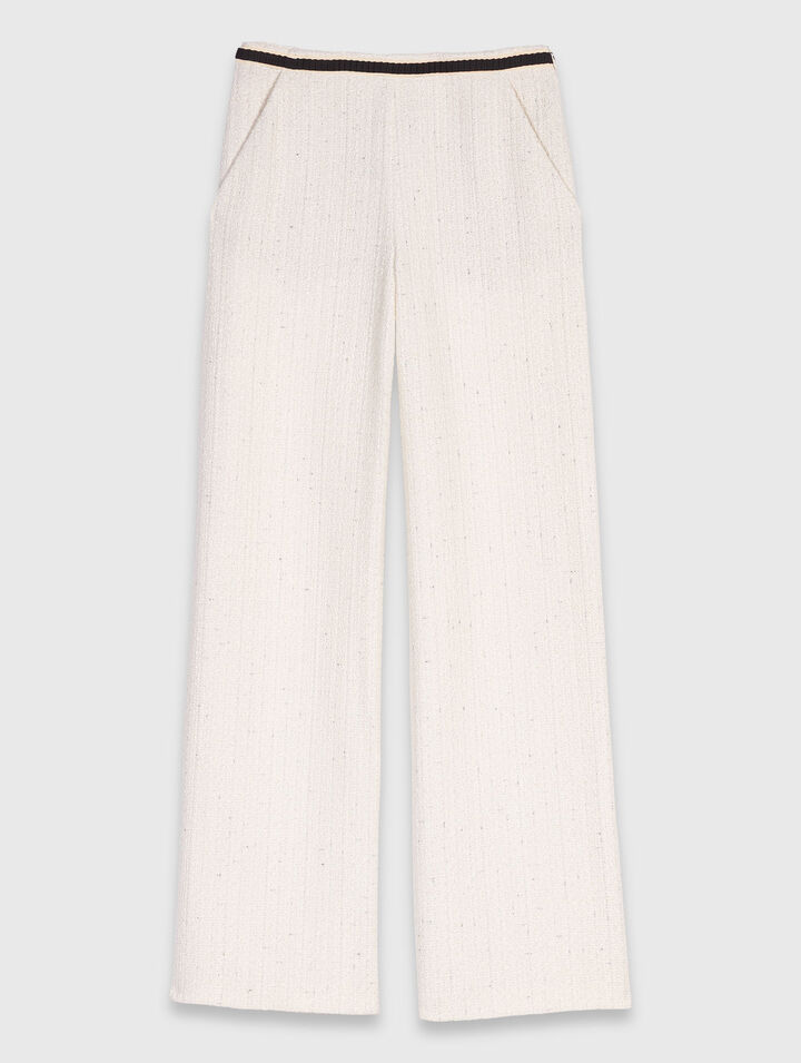 Wide leg tweed-effect trousers