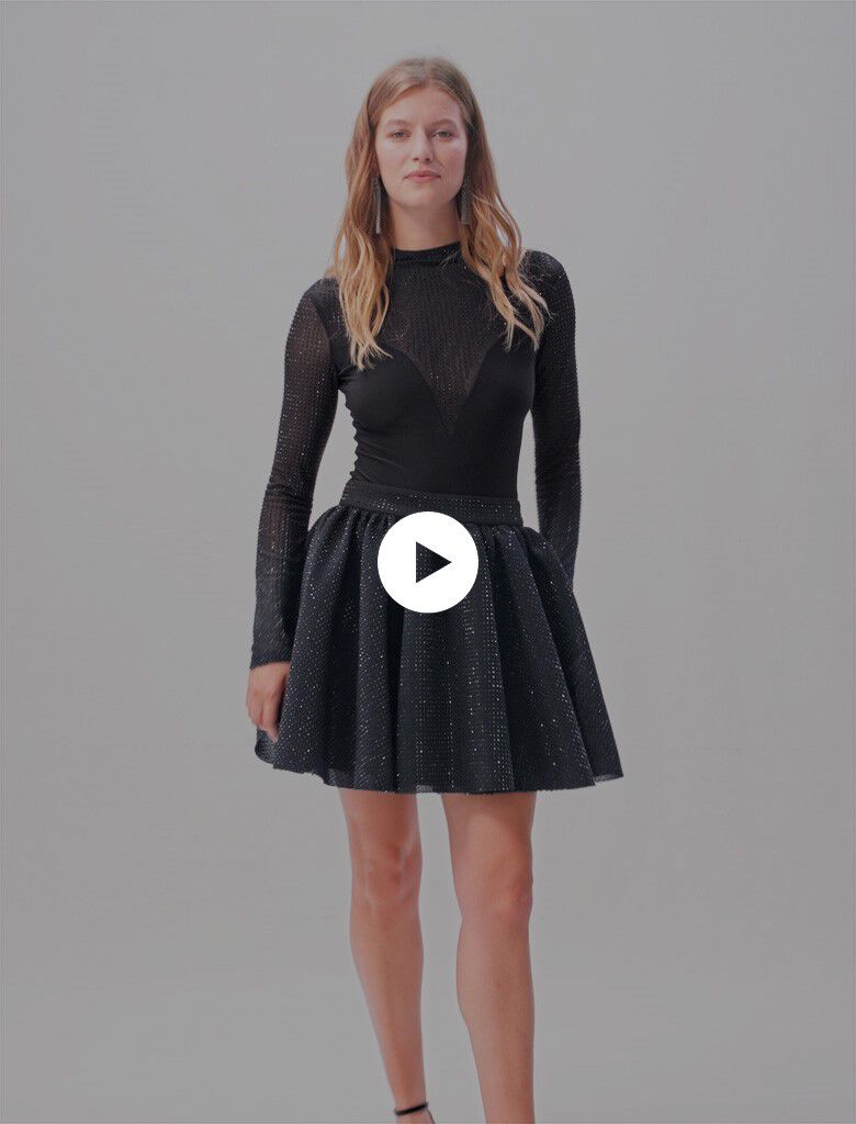 Short full rhinestone skirt Black / Gray - Mini skirts | Maje