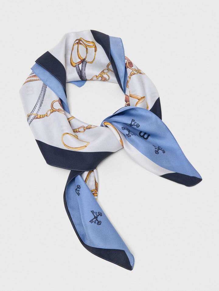 Equestrian motif silk scarf