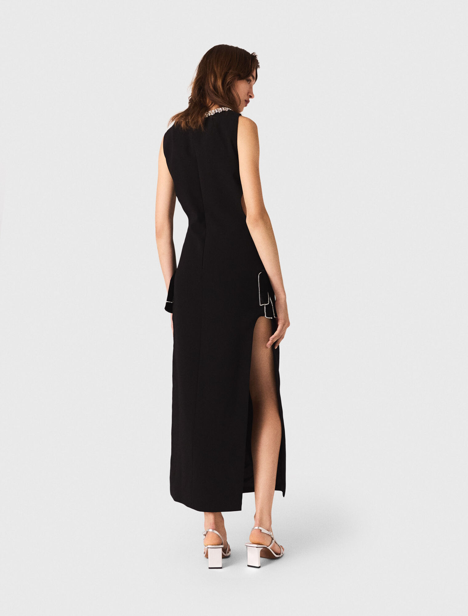 Jewel-collar maxi dress