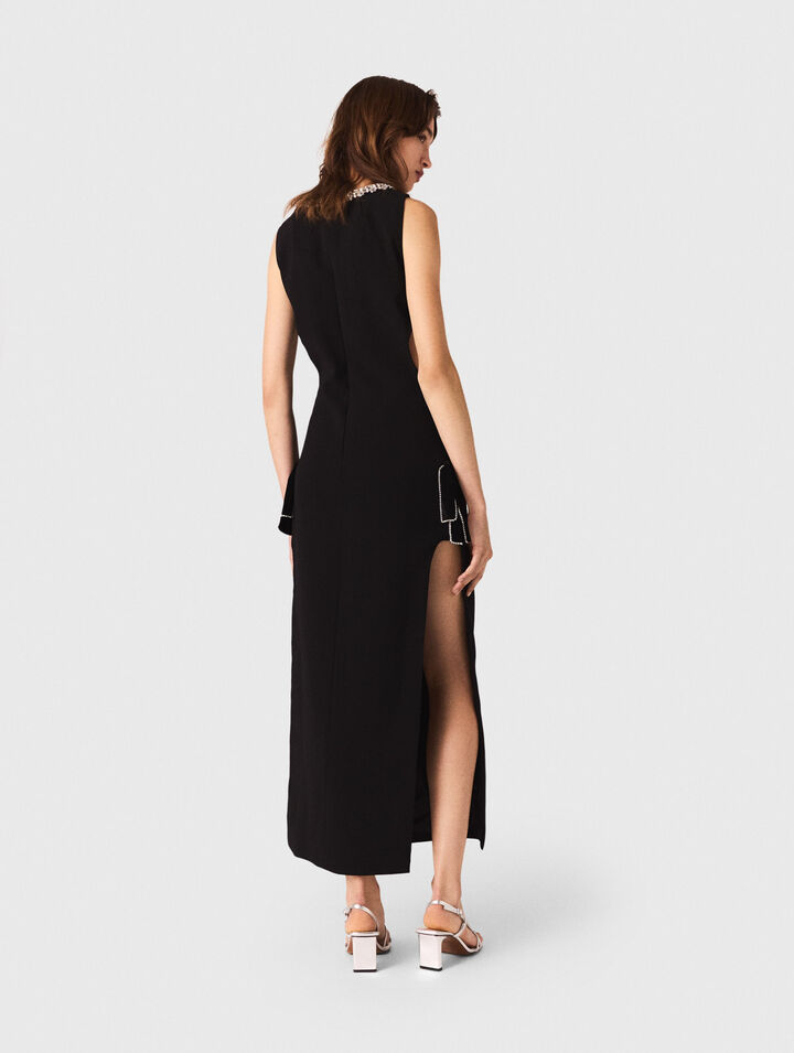 Jewel-collar maxi dress