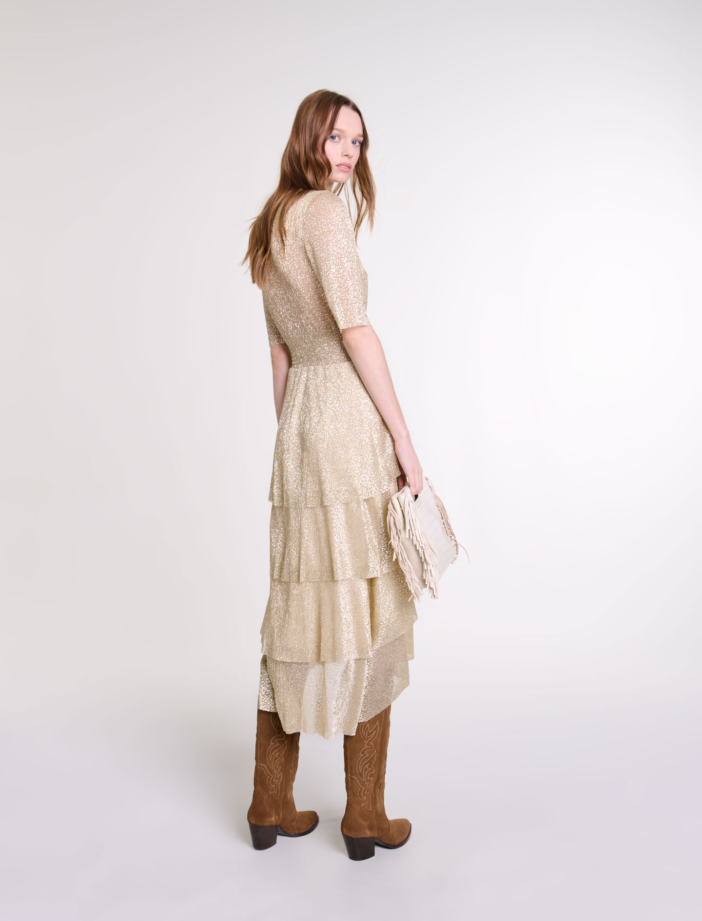 Shimmer dress with ruffles - Maxi dresses | Maje Shimmer dress with ruffles - Maxi dresses | Maje