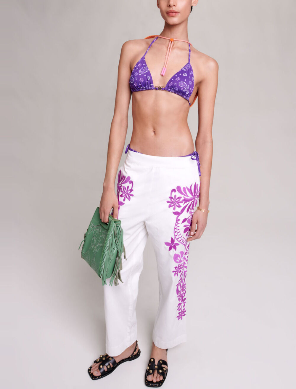 Wide-leg embroidered pants - Pants & Jeans | Maje Wide-leg embroidered pants - Pants & Jeans | Maje