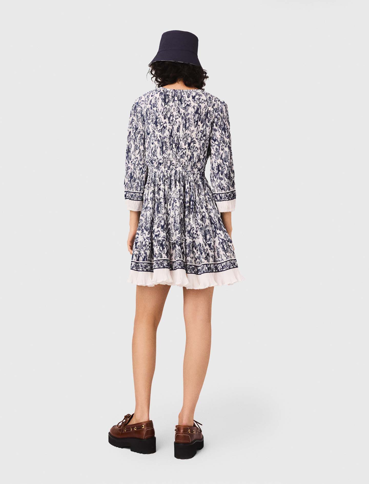 Patterned pleated dress Bicolor for Women | Maje