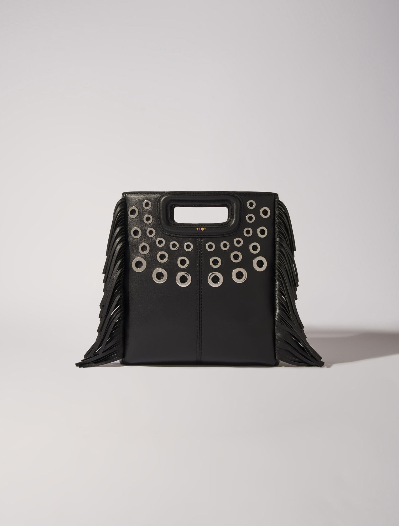 Leather M bag with eyelets