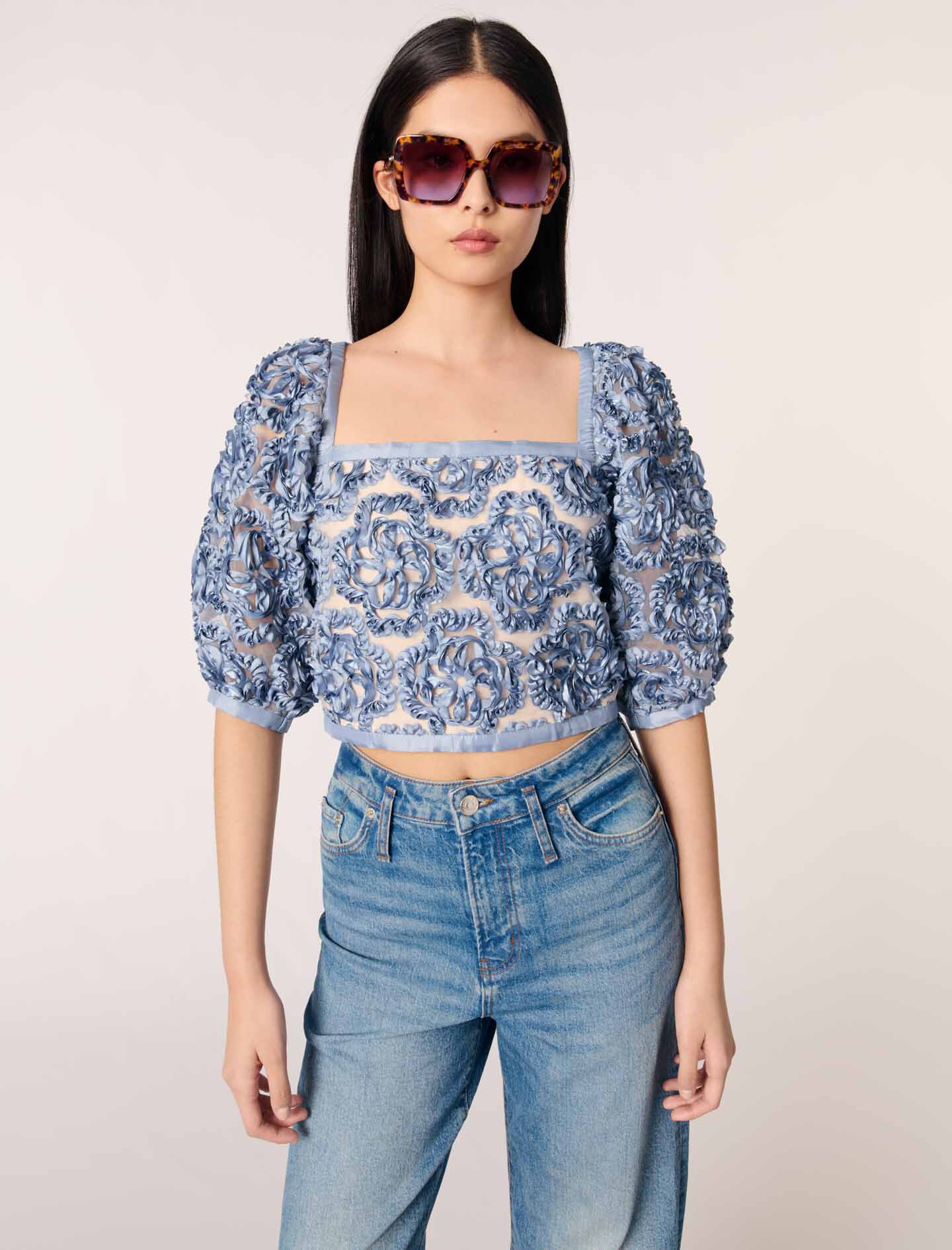 売れ筋商品|||ルビーロード カットソー トップス レディース Plus Size Floral Embroidered Tencel Top Medium Blue BT6632Tv1.jpg?v=1711659733