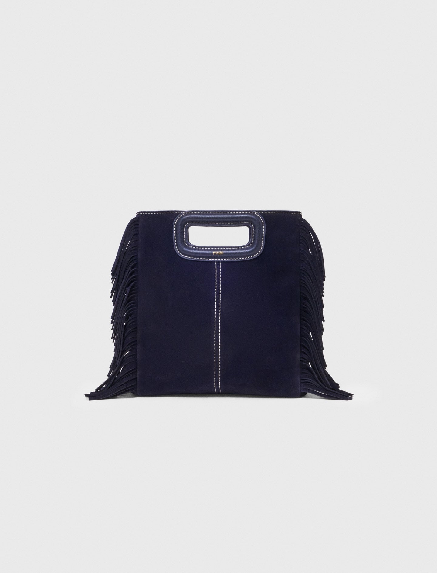 Topstitched suede M bag 10