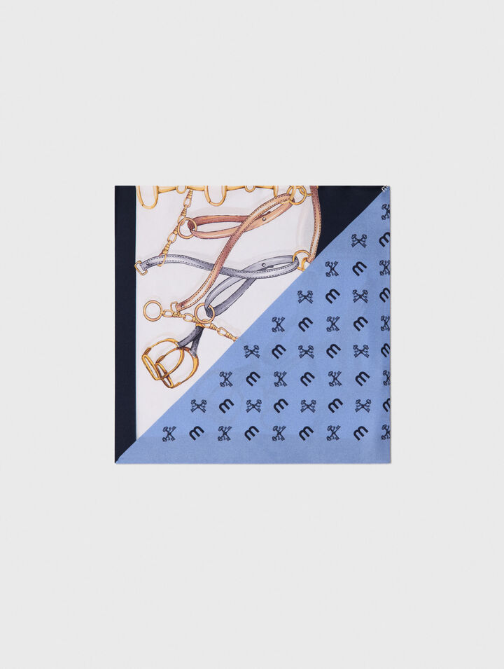 Equestrian motif silk scarf