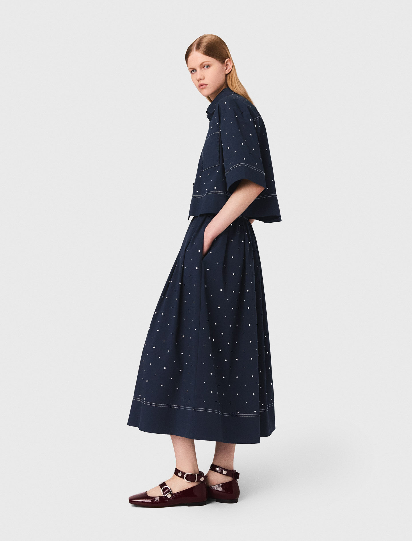 トップス mai Cropped shirt with studs Blue for Women | Maje