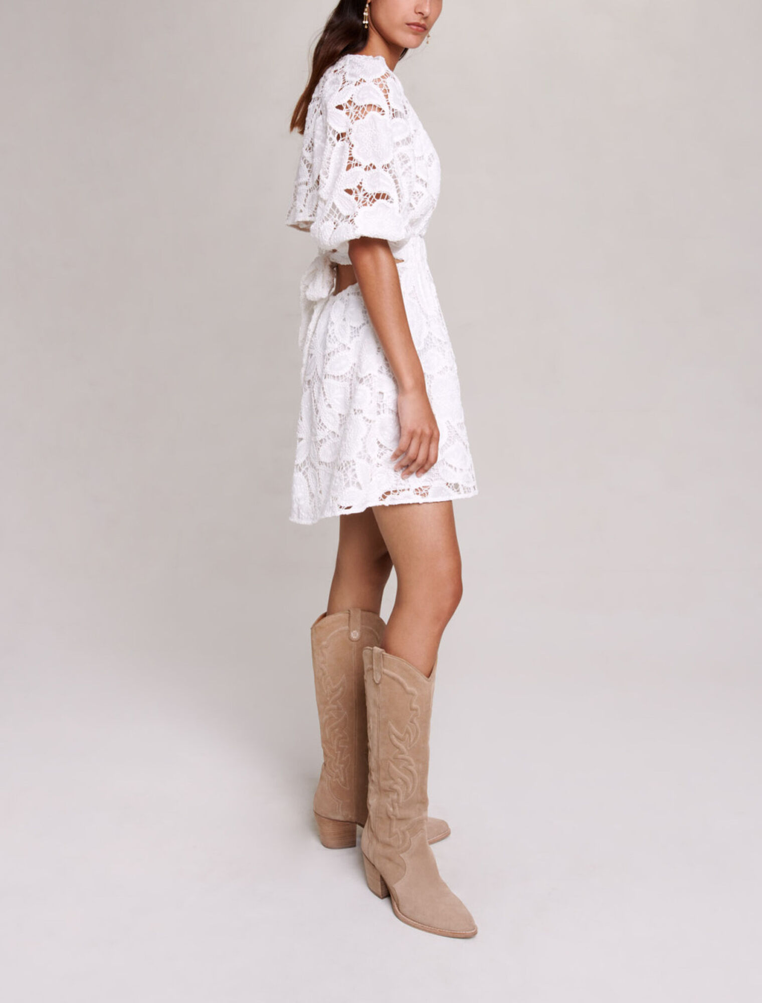 Embroidered cotton short dress