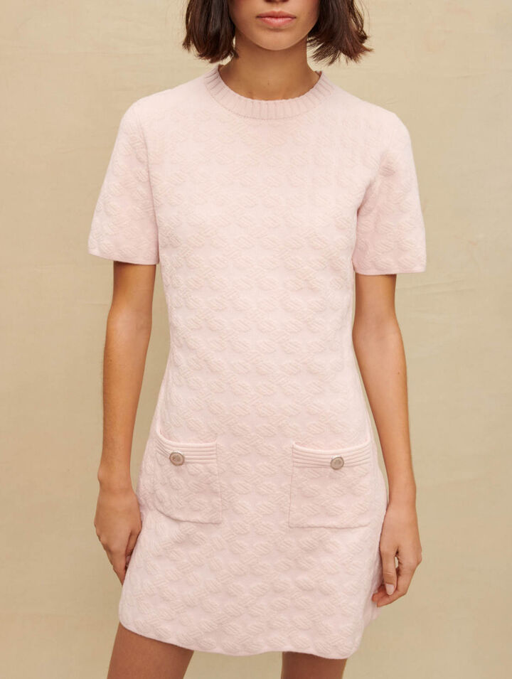 Pink textured knit dress