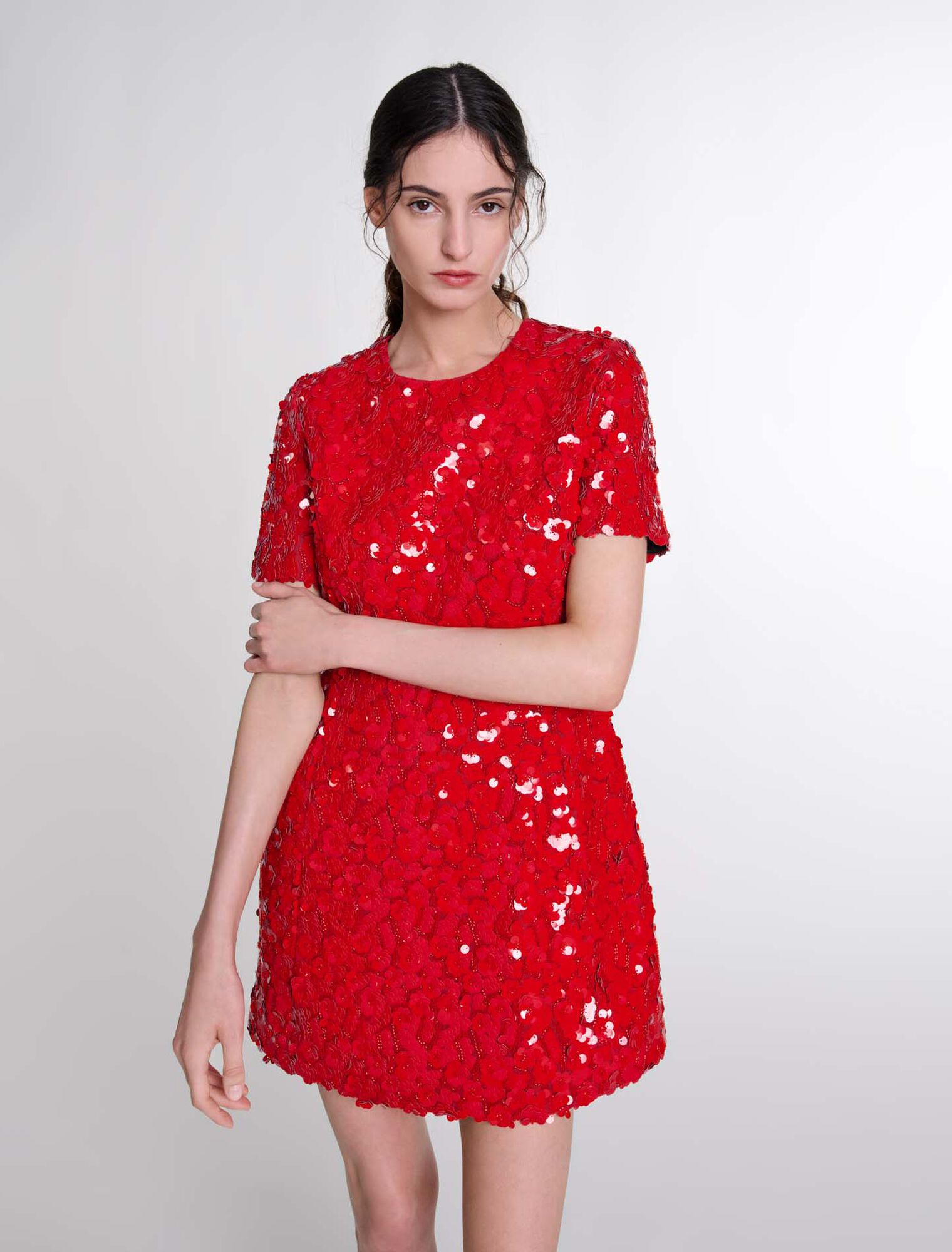 Short sequinned floral dress