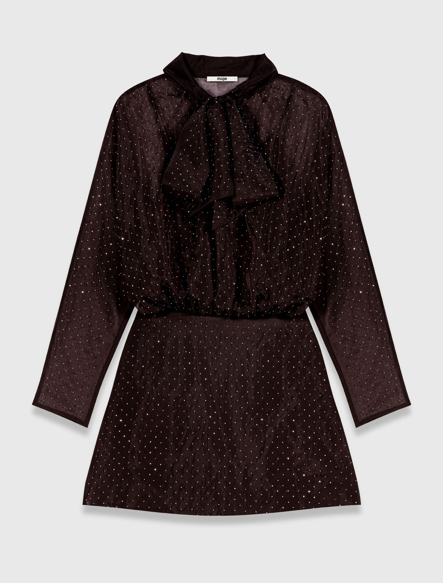 Short rhinestone tie-neck dress
