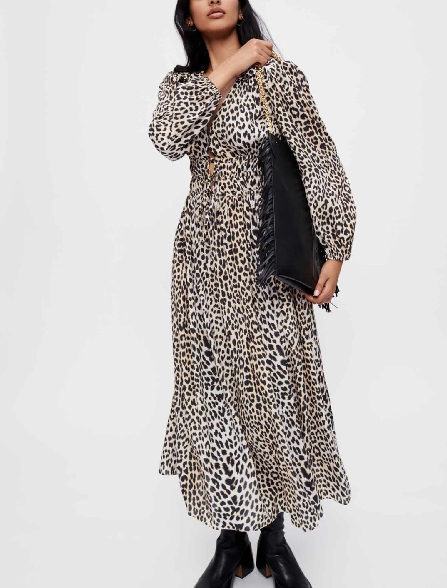 Leopard-print viscose maxi dress