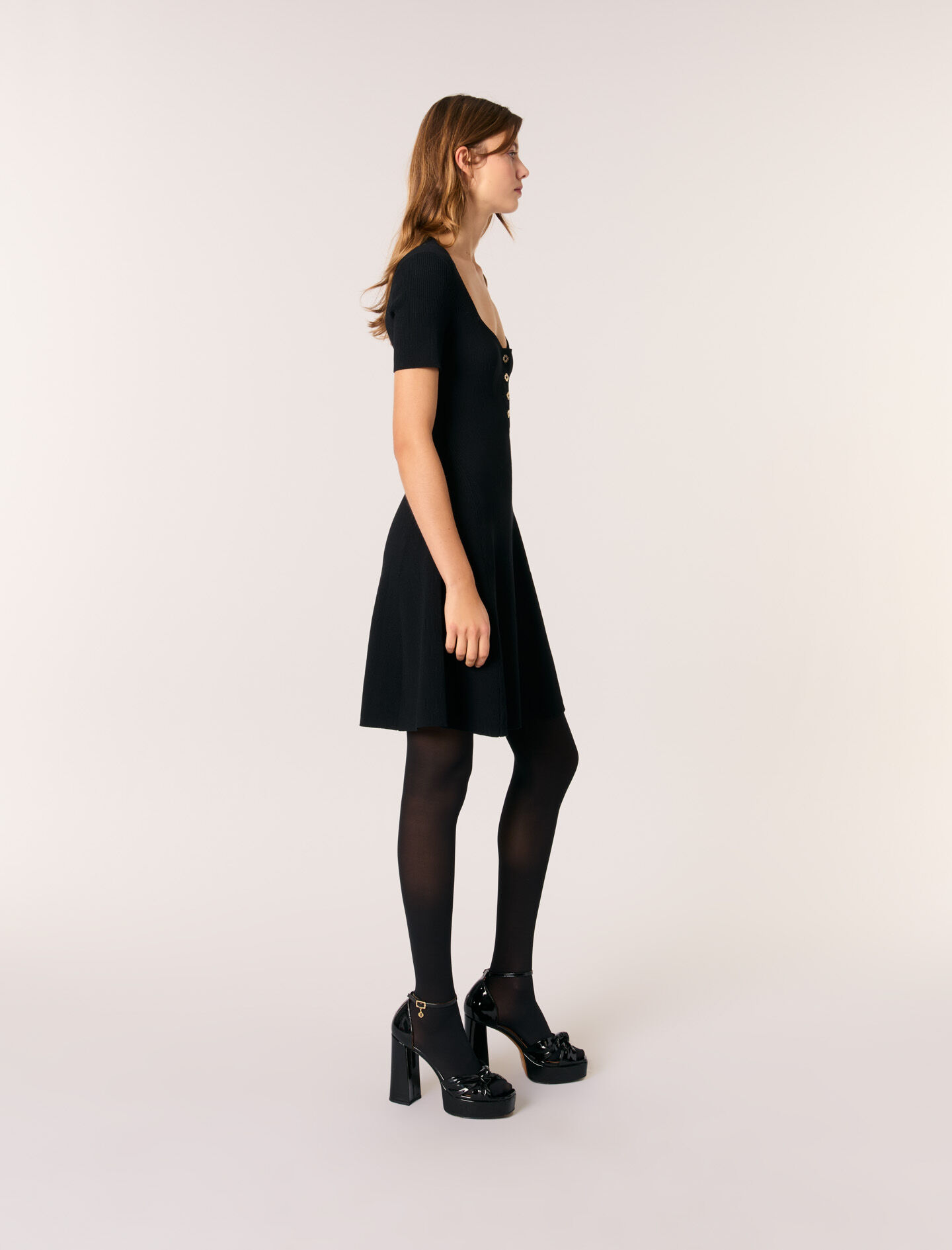 Rib knit short dress Black / Gray for Women | Maje