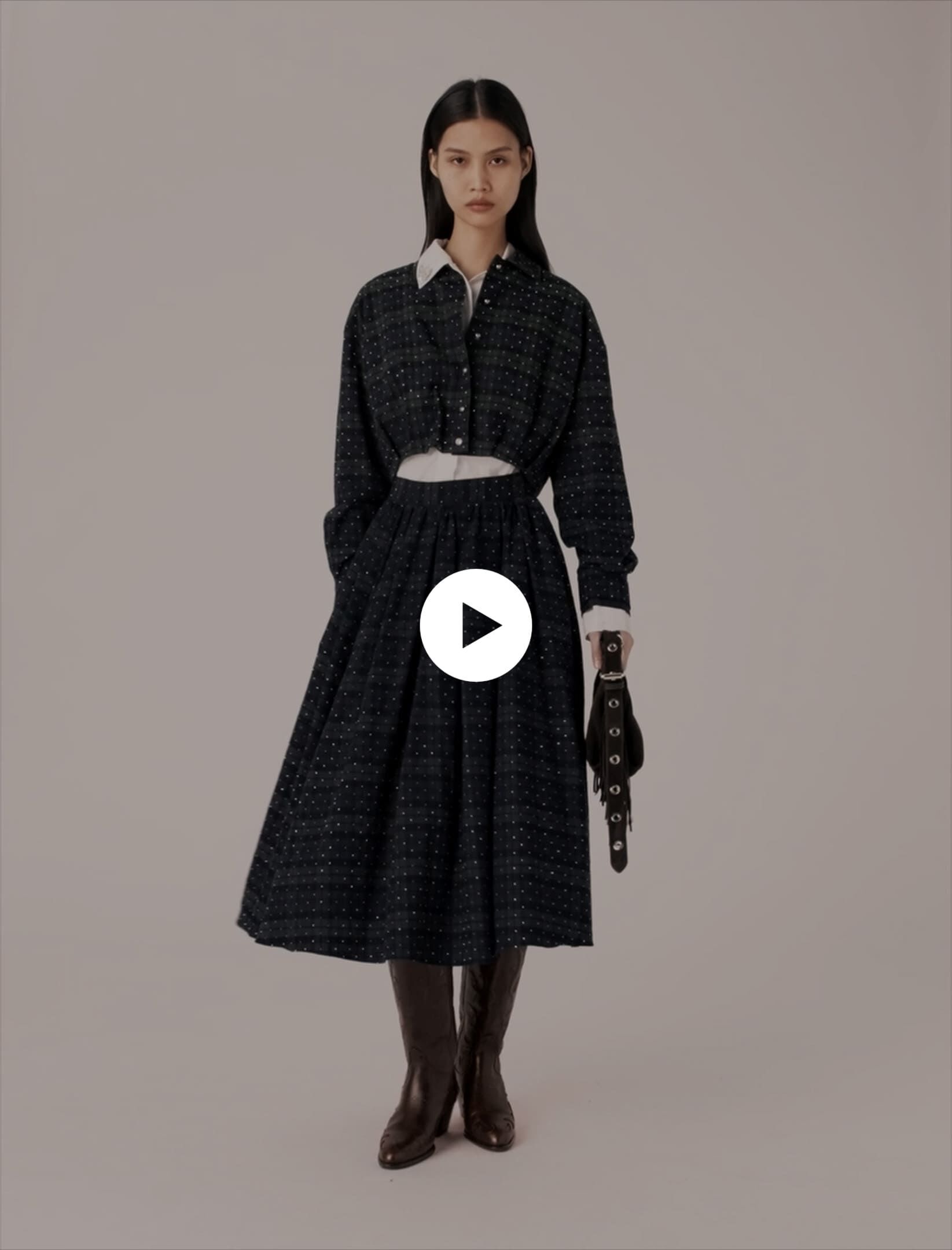 その他 MayLee Checked rhinestone cropped shirt Blue for Women | Maje