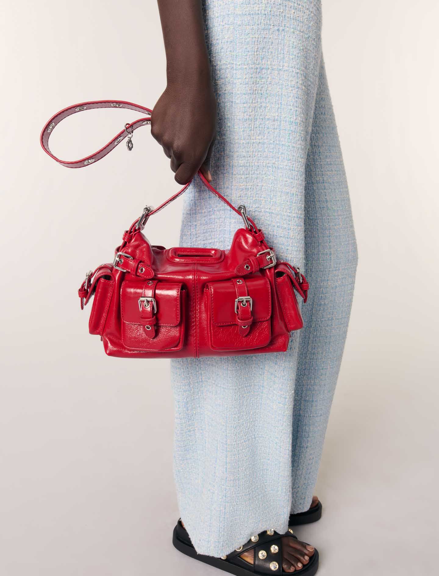 Miss M Mini cargo leather bag Red for Women | Maje