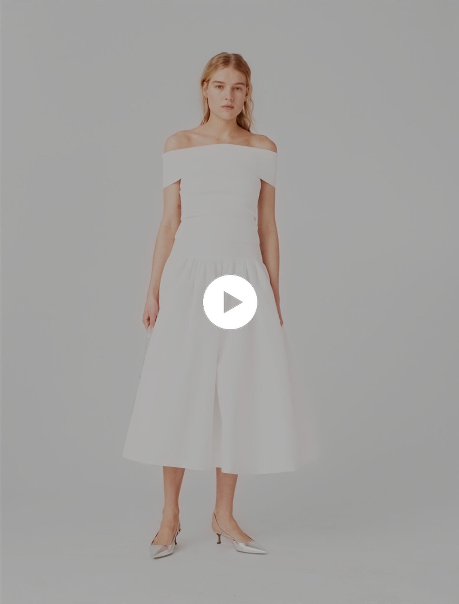 Rib knit bardot-neck top