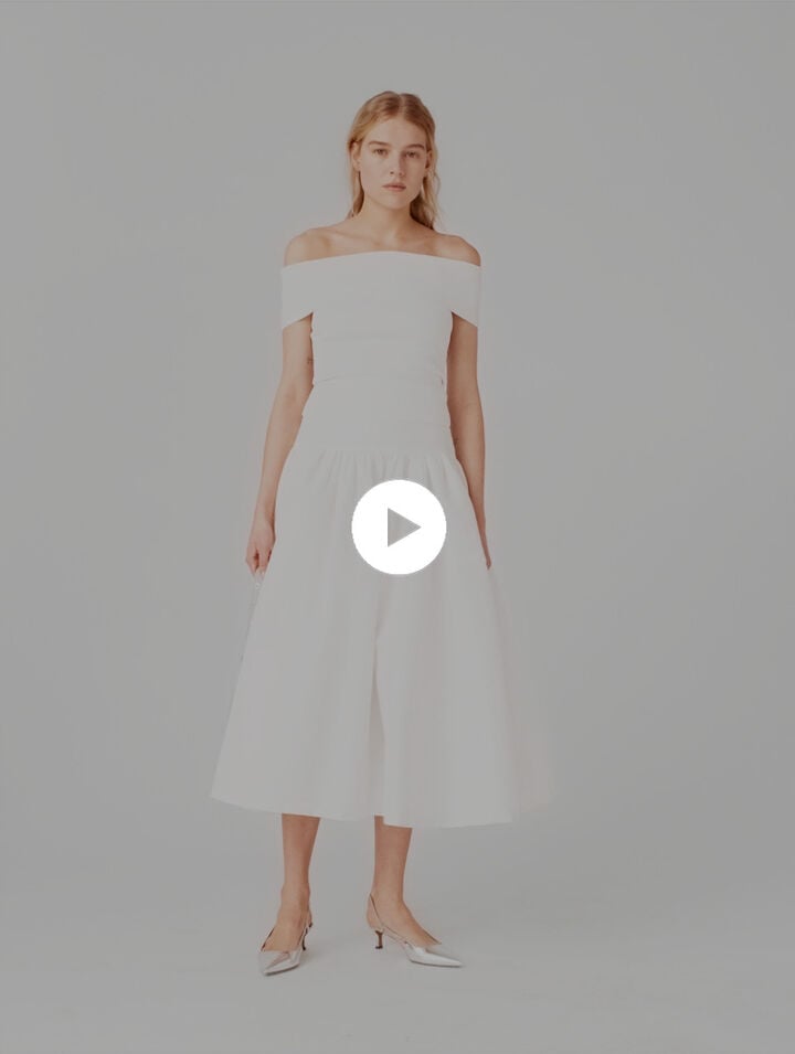 Rib knit bardot-neck top