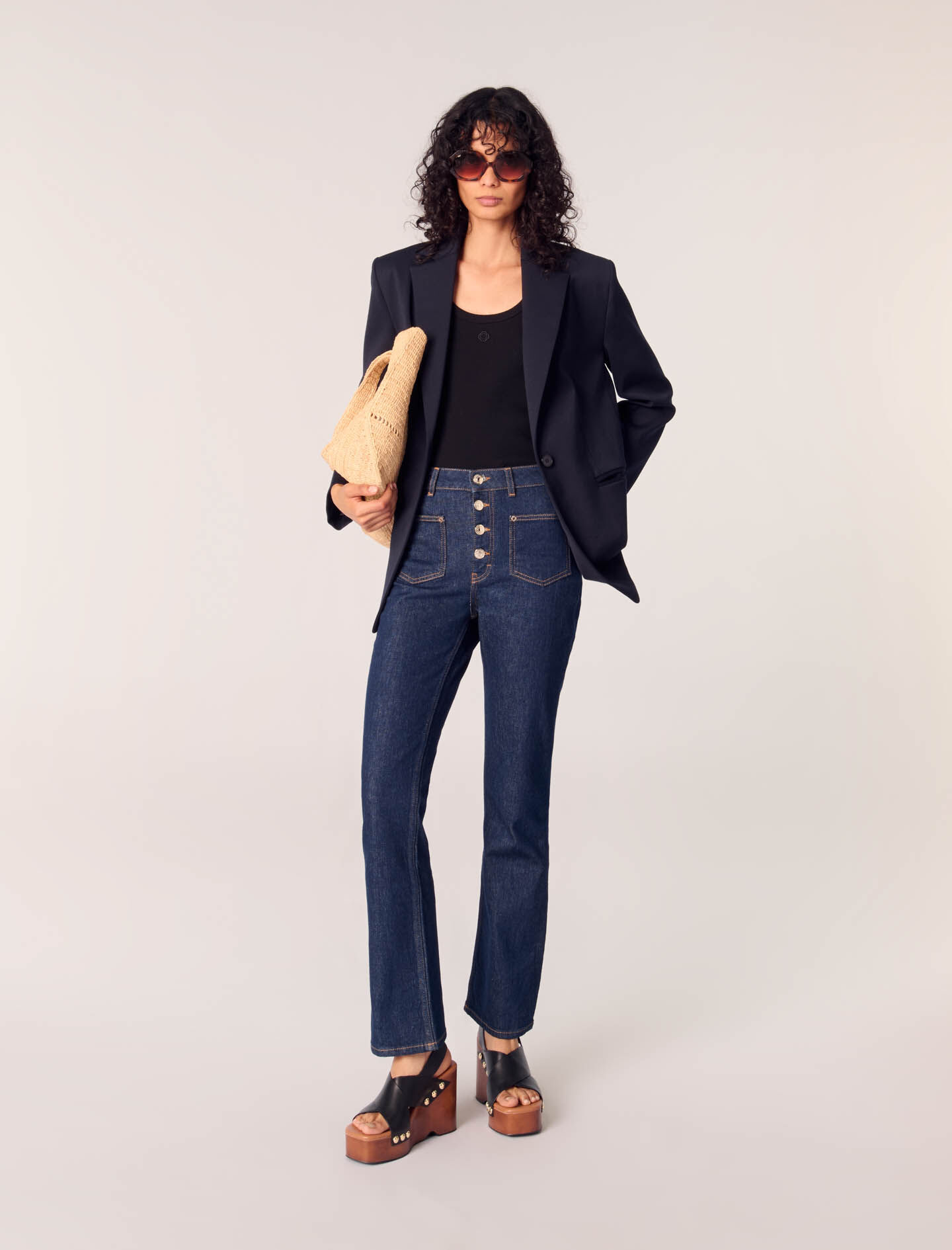 AgAwd◆ High Waist Indigo Denim Dixie Indigo Mid Wash Straight Leg Denim Jean Denim – GWD
