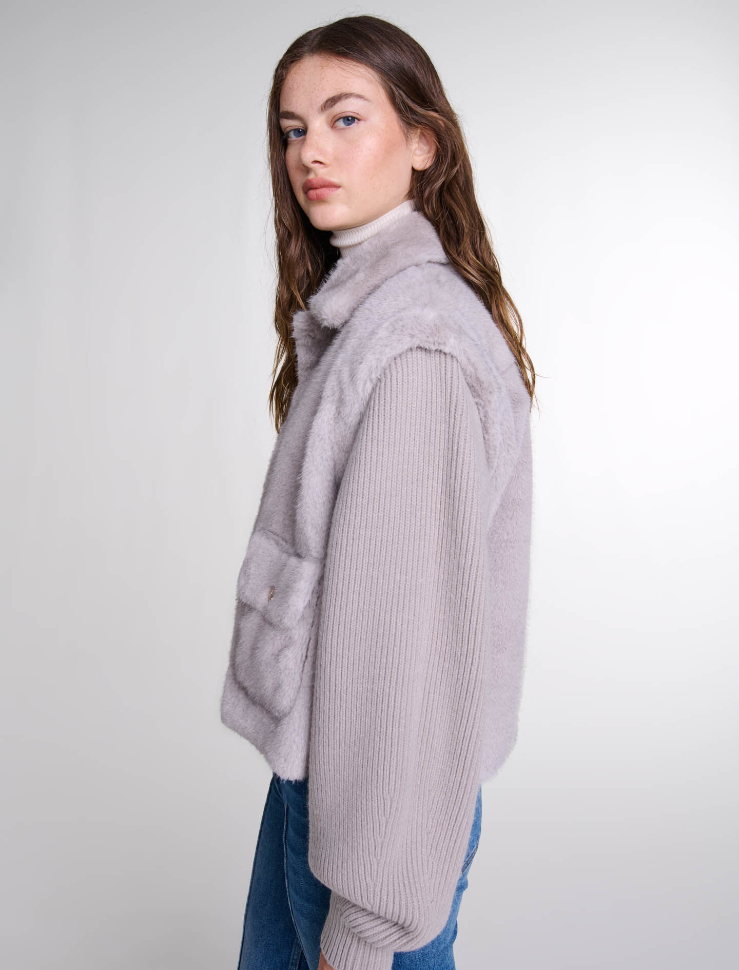 Dual-material faux fur jacket - Jackets | Maje