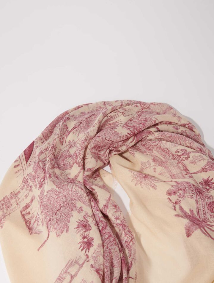 Patterned cashmere blend scarf