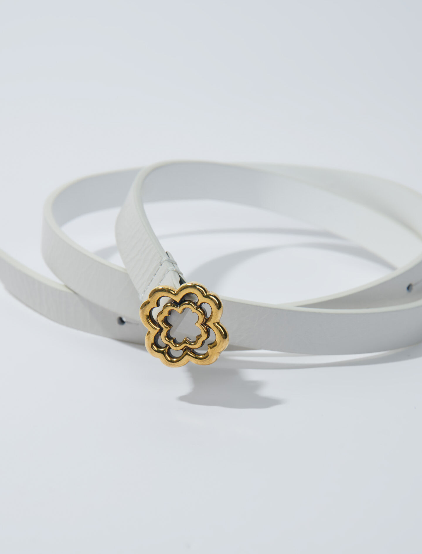 【MAJE】クローバーモチーフ ゴールドチェーンレザーベルト Clover fine mix chain belt