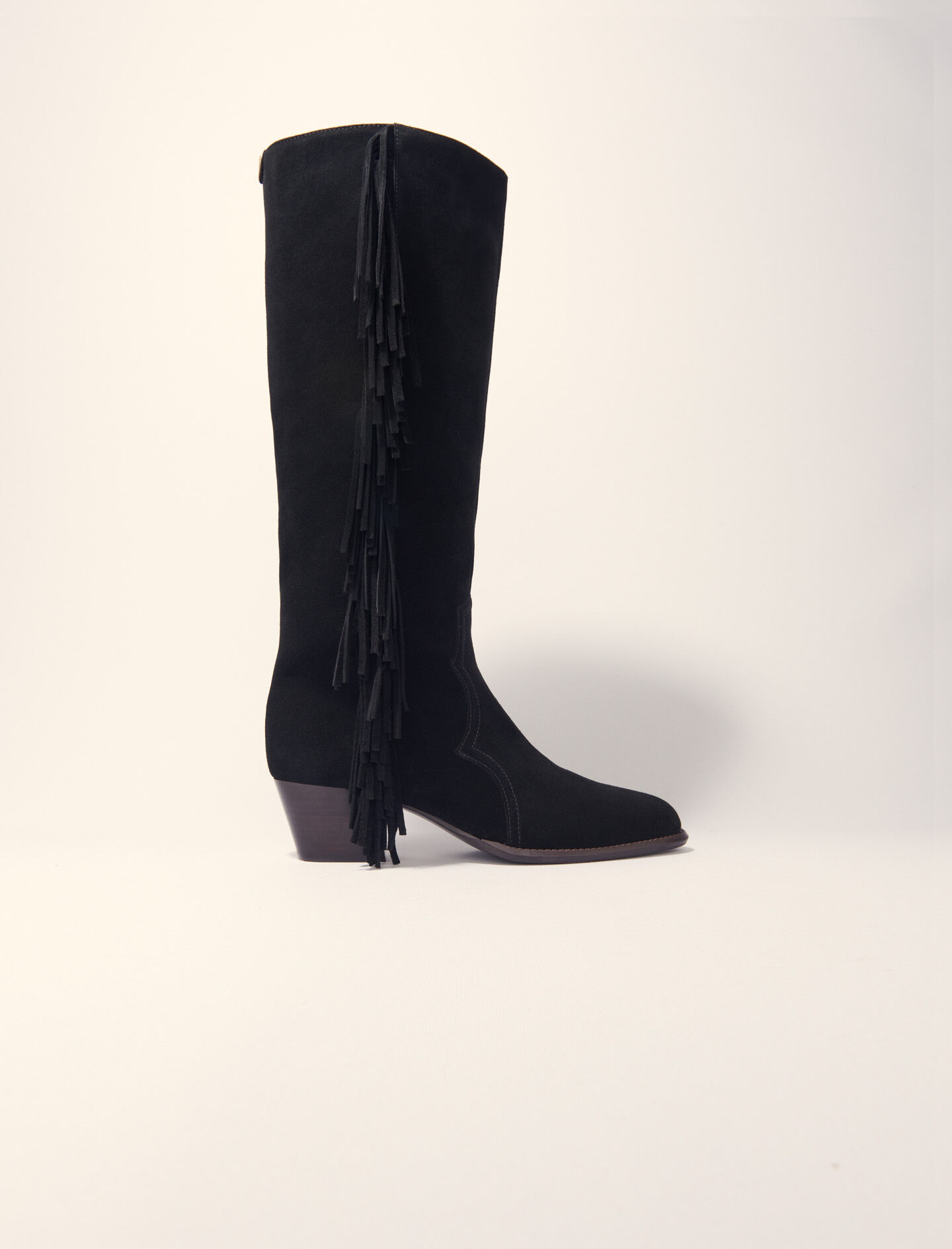Fringed suede cowboy boots Booties Boots Maje