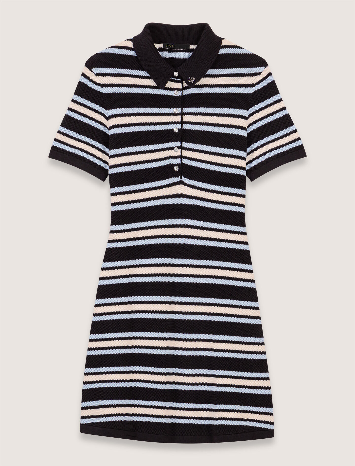 Striped knit polo dress Tricolor for Women | Maje