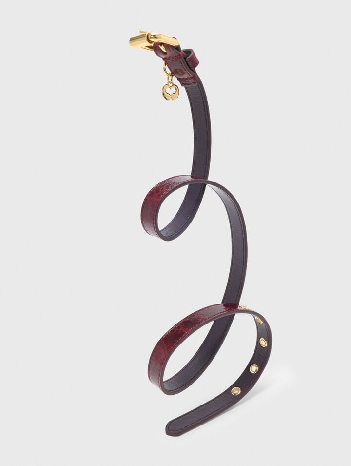Slim leather belt with eyelets