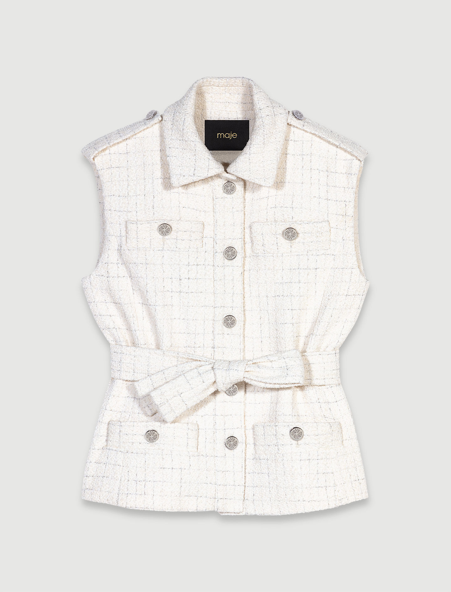 Sleeveless tweed jacket White for Women | Maje