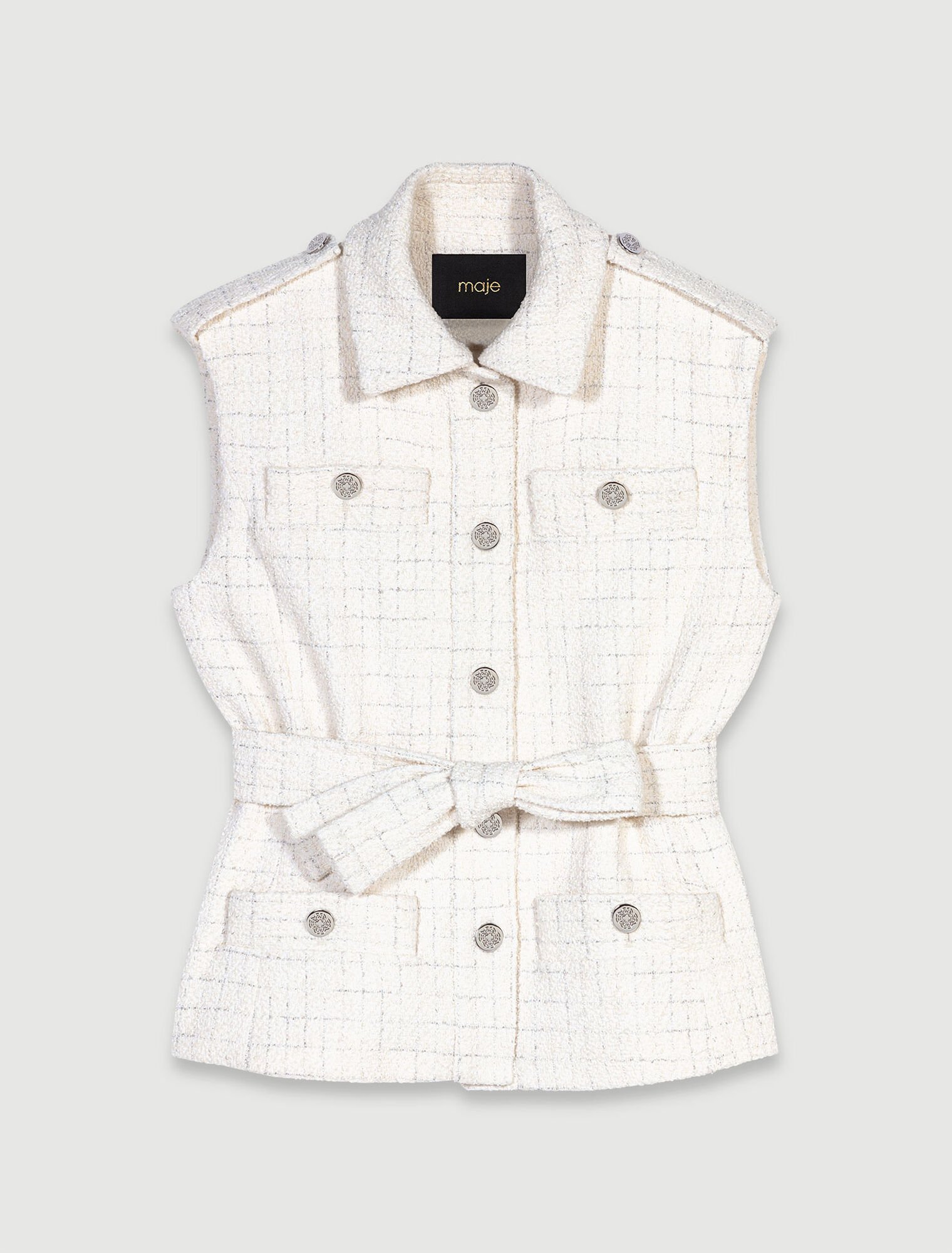 Sleeveless tweed jacket